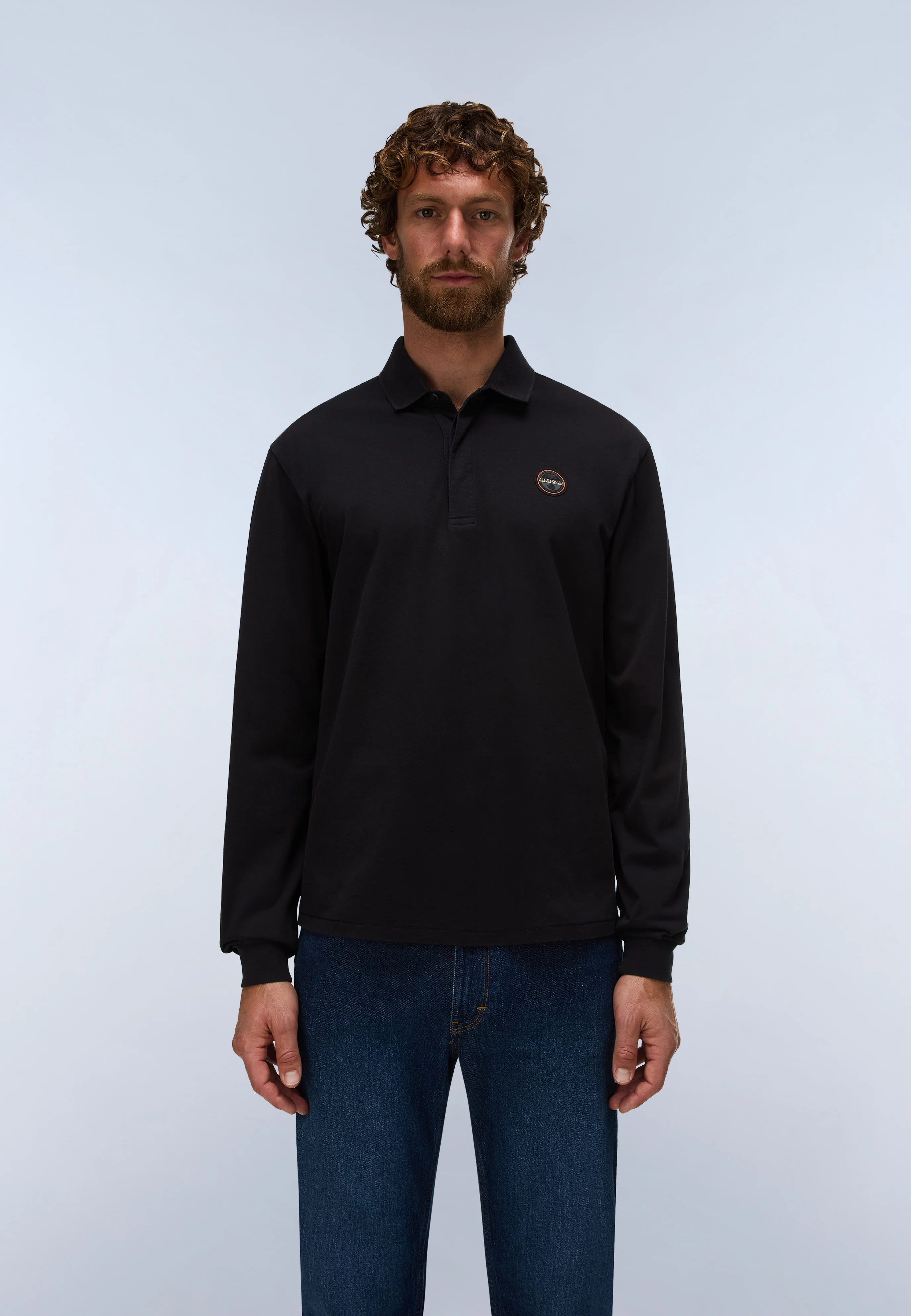 Badge Jersey Long Sleeve Polo Shirt - Image 3