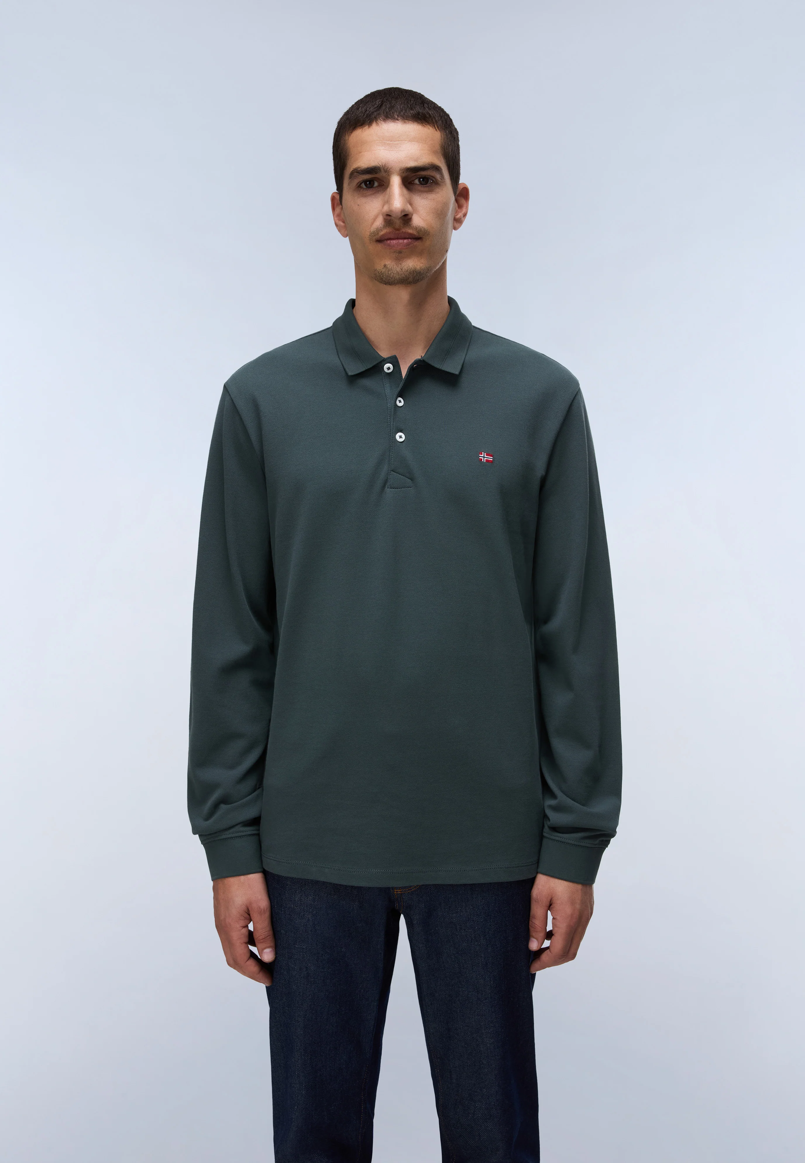 Ealis Piqué Long Sleeve Polo Shirt - Image 2